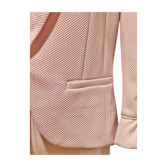 Amanda + Chelsea Light Pink Ruffle 3/4 Sleeve Textured Stretch Blazer Size 6 - Picture 4 of 11